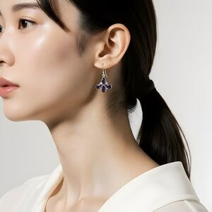 Elegant Iolite Teardrop Cluster Earrings - Women Jewelry